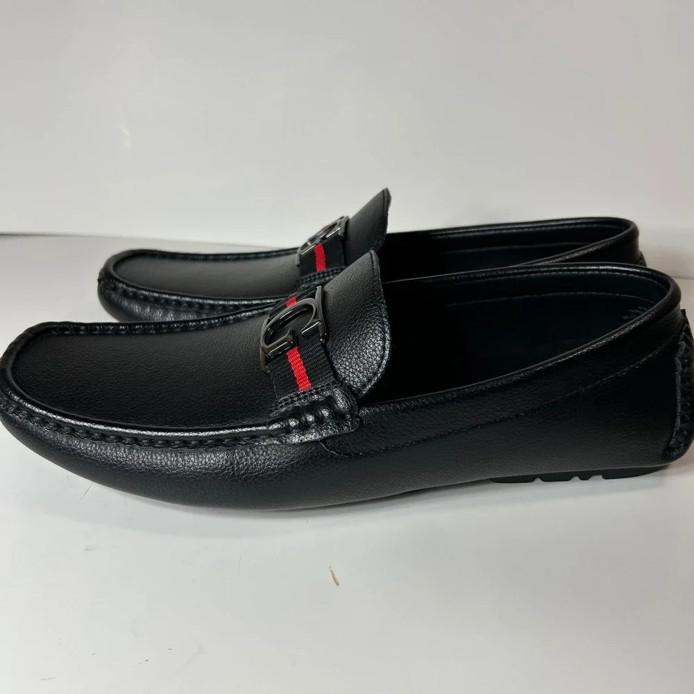 GUESS Mens GMASKERS Black Pebbled G-Logo Driver Loafers Size 10.5M